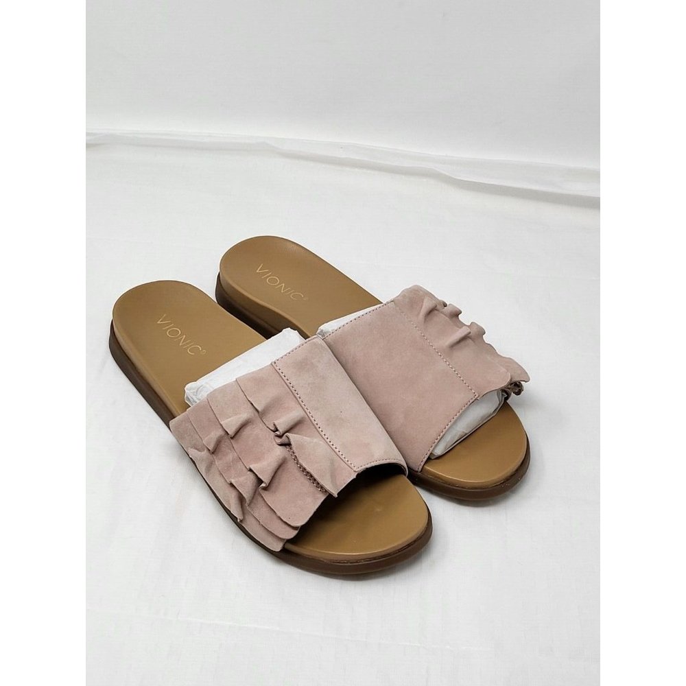 Vionic Palm Roni Slides Woman's rose Hook Loop Orthopedic Sandals size 8